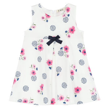 Girls White Floral Dress