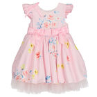 Girls Pink Floral Bow Dress, 1, hi-res