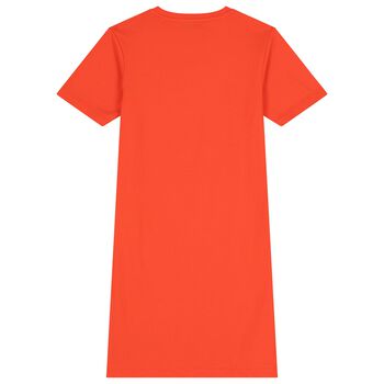 فستان بنات بالشعار باللون الاحمر 