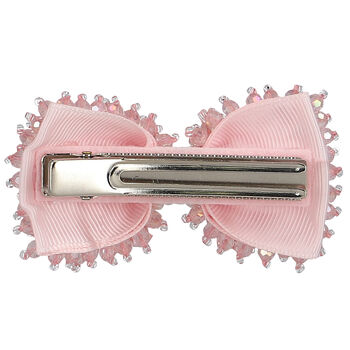 Girls Pink Embellished Bow Hair Clip