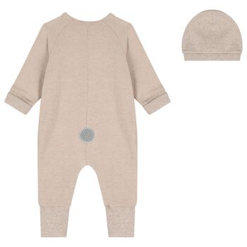 Baby Boys Beige Teddy Bear Romper Gift Set