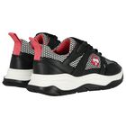 Girls Black & White Logo Trainers, 1, hi-res
