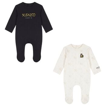 Black & Ivory Tiger Babygrows ( 2 Pack ) 