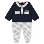 Baby Boys Navy Blue & White Logo Babygrow, 2, hi-res