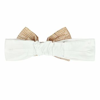 Baby Girls Beige & White Bow Headband