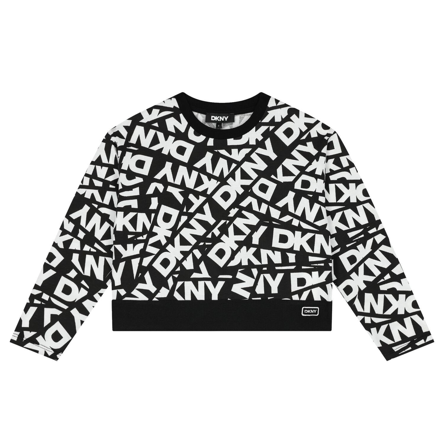 Girls White & Black Logo Long Sleeve Top, 1, hi-res image number null