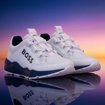 Boys White Logo Trainers