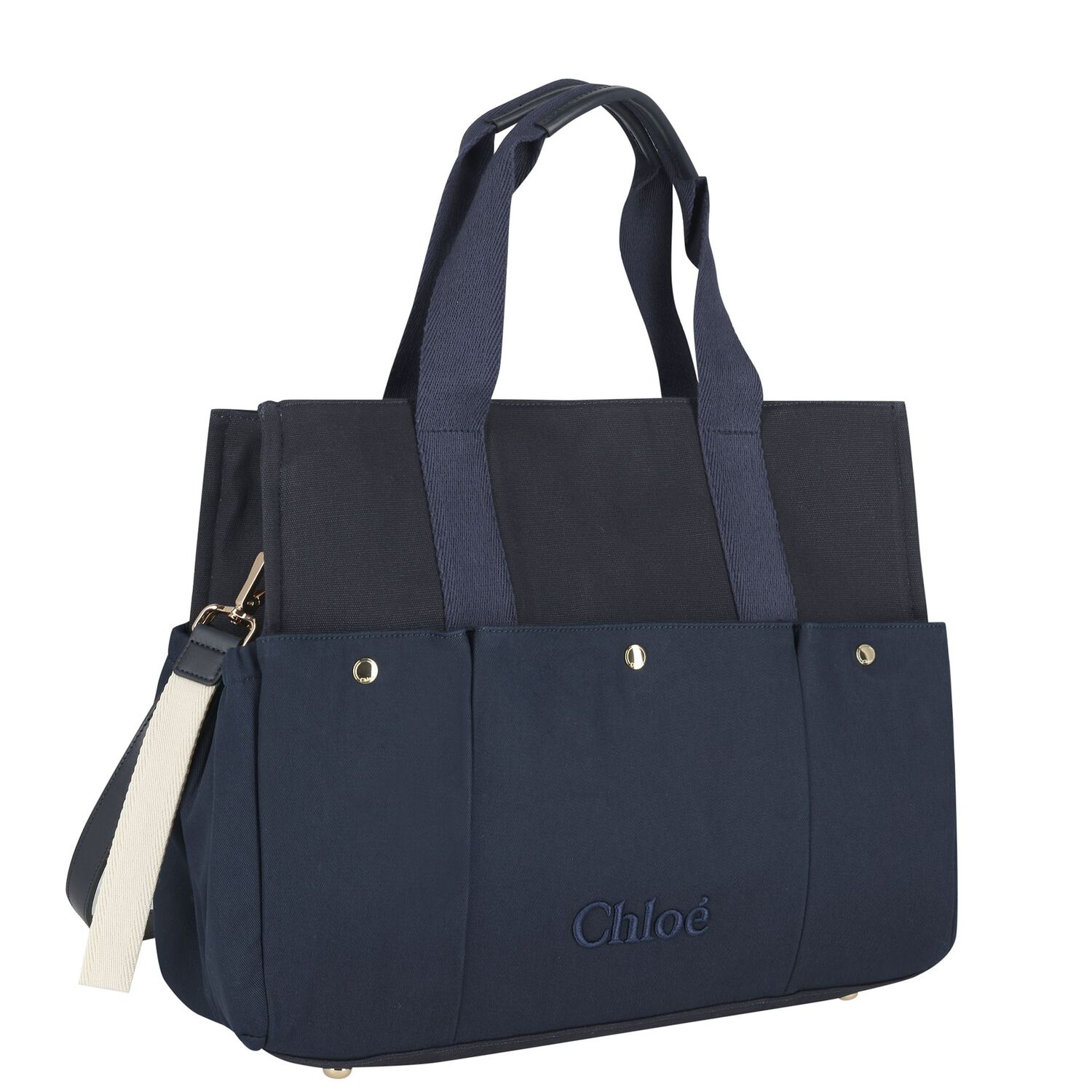 Navy Blue Canvas Baby Changing Bag, 2, hi-res