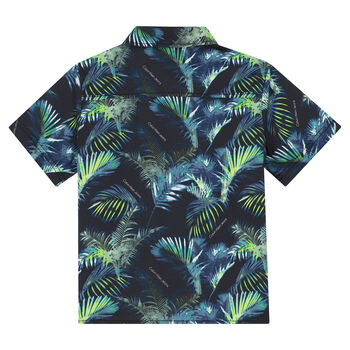 Boys Navy & Green Palm Shirt