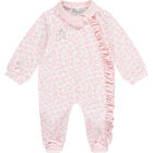 Baby Girls White & Pink Hearts Babygrow, 1, hi-res