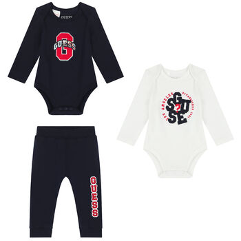 Baby Boys Navy & White Logo Gift Set