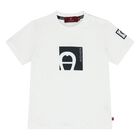 Younger Boys White Logo T-Shirt, 1, hi-res