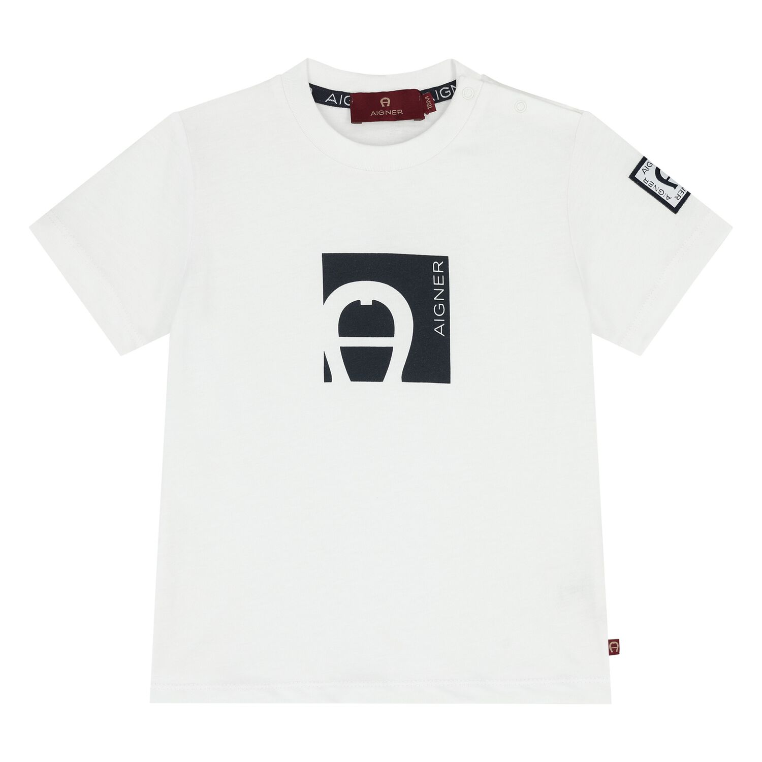 Younger Boys White Logo T-Shirt, 1, hi-res