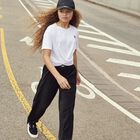 Girls Black Logo Trousers, 1, hi-res