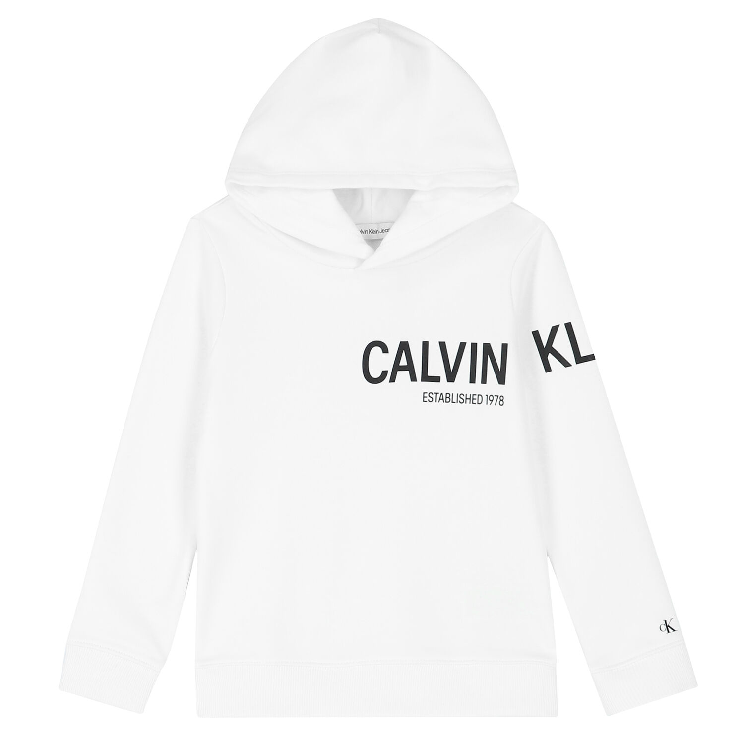 Boys White Logo Hooded Top, 2, hi-res image number null