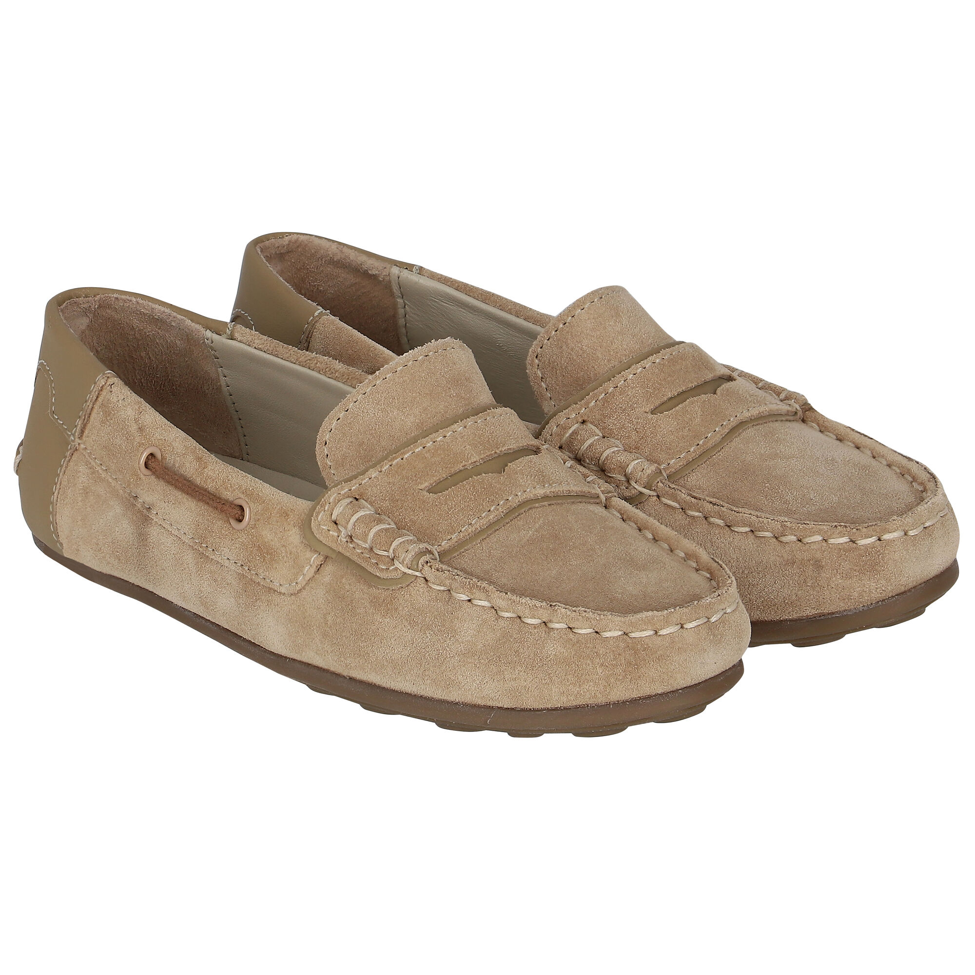 Mayoral Boys Beige Suede Moccasins Junior Couture USA