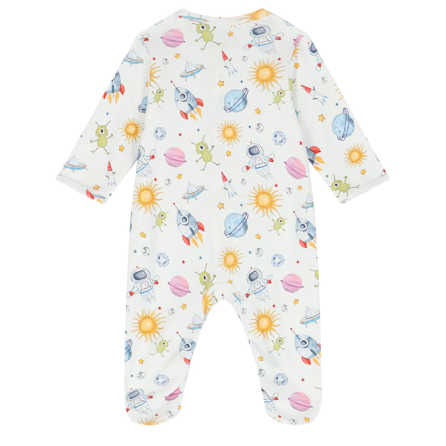 طقم أولاد أفرول بطبعة باللون الأبيض, 1, hi-res