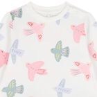 Younger Girls Ivory Birds Dress, 1, hi-res