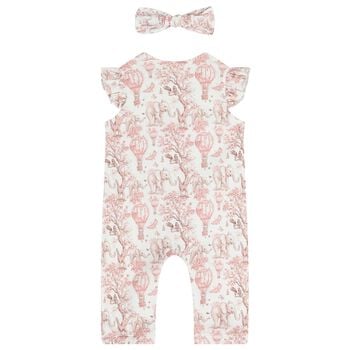 Baby Girls White & Pink Africa Babygrow Gift Set  