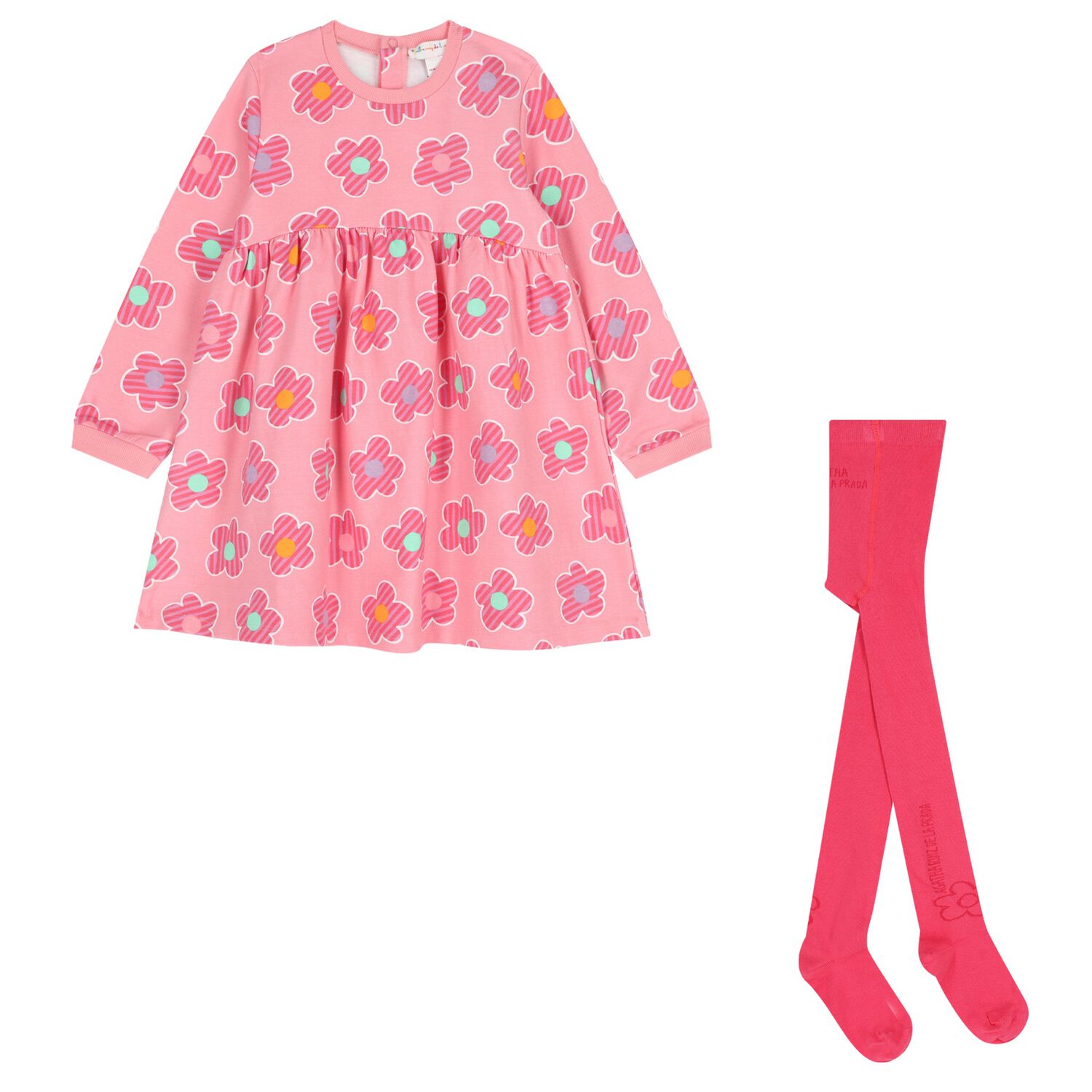 Girls Pink Floral Dress Set, 1, hi-res