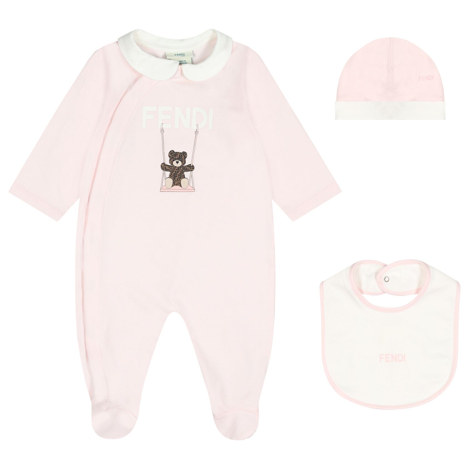 Baby Girls Pink & White Logo Babygrow Gift Set, 1, hi-res