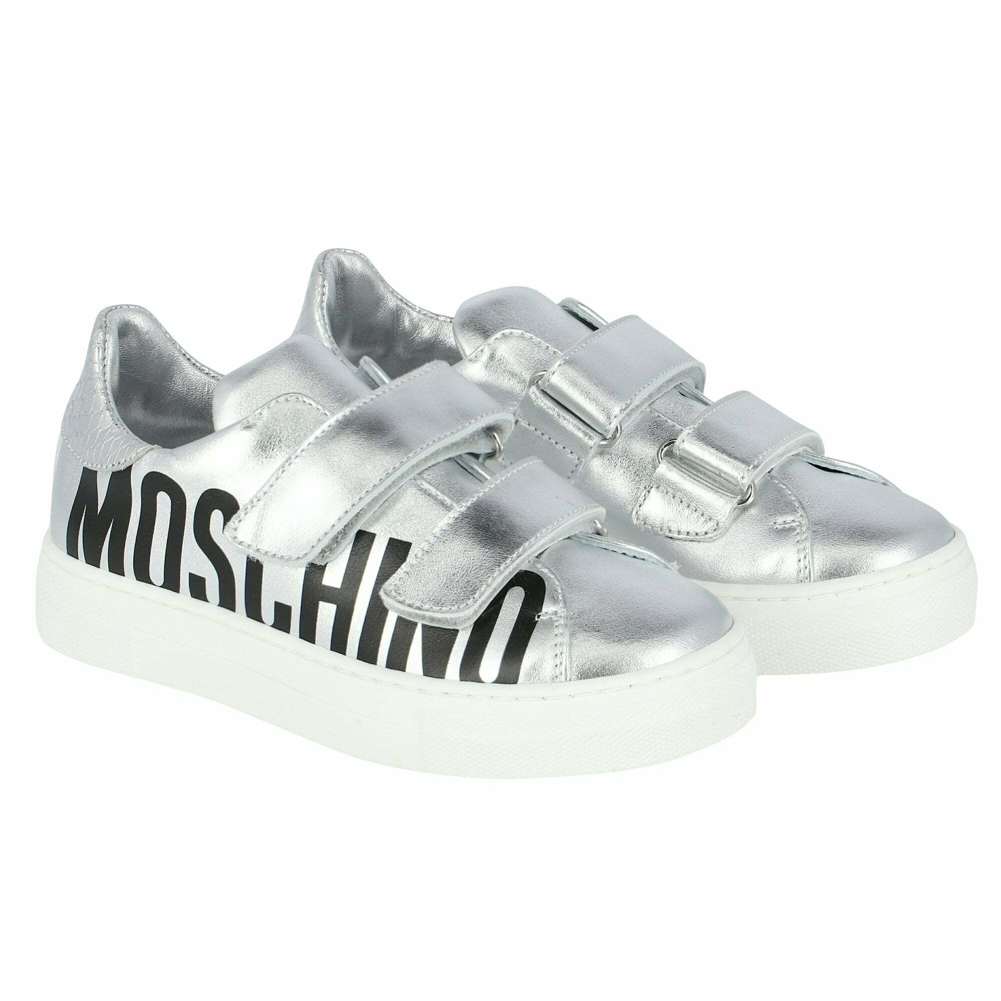 Silver moschino trainers clearance