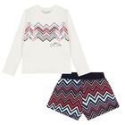 Girls Multi-Coloured Zig Zag Shorts Set, 1, hi-res