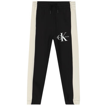 Boys Black & Beige Logo Joggers