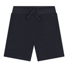 Baby Boys White, Blue & Navy Blue Logo Shorts Set, 1, hi-res