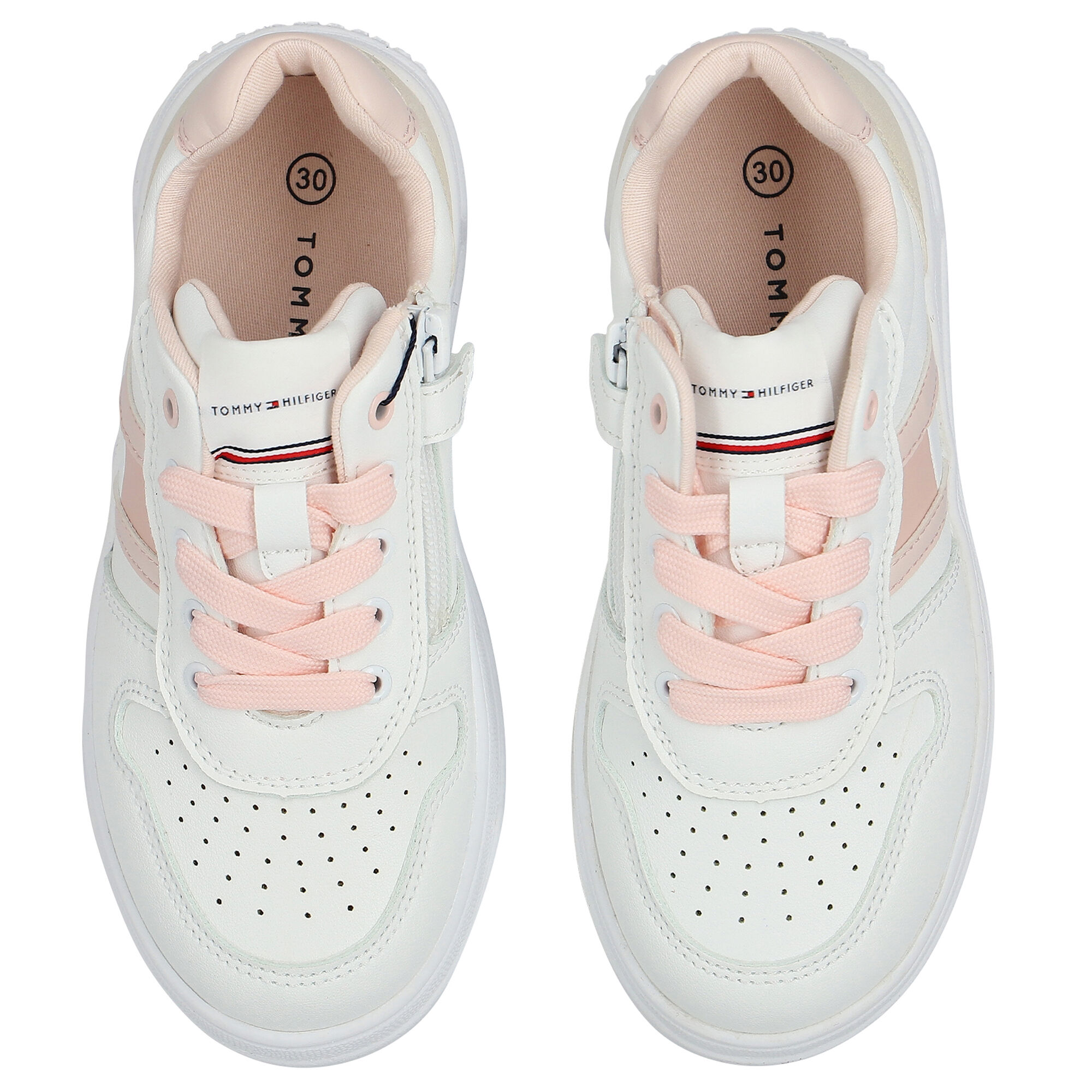 Tommy Hilfiger Girls White Logo Trainers Junior Couture