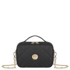 Girls Black Quilted Handbag, 1, hi-res