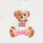 تي شيرت بولو بشعار دب باللون العاجي للبنات, 1, hi-res