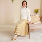 Girls Ivory & Gold Logo Socks, 1, hi-res