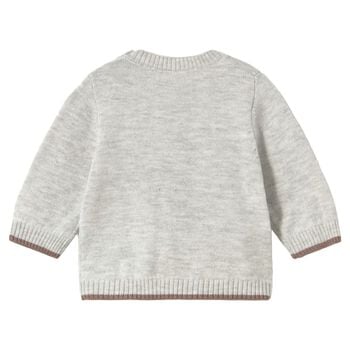 Baby Boys Grey Teddy Bear Knitted Jumper