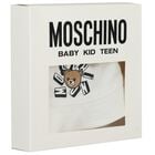 White Teddy Bear Logo Baby Hat, 1, hi-res