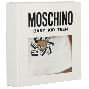 قيعه للأطفال بالشعار بتصميم الدب تيدي باللون الابيض 