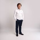 Boys Navy Blue Logo Trousers, 1, hi-res