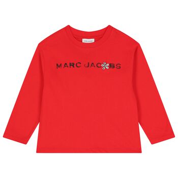 Girls Red Logo Long Sleeve Top