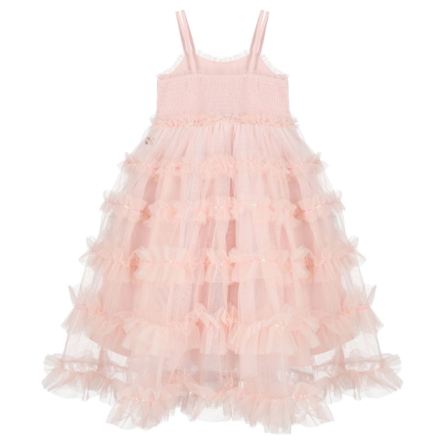 Girls Pink Ruffled Tulle Dress, 1, hi-res