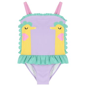 Girls Purple Sea Horse Swimsuit