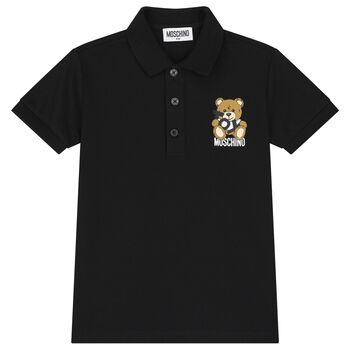 Moschino Boys Black Teddy Bear Polo Shirt, 1 Boys Black Teddy Bear Polo Shirt
