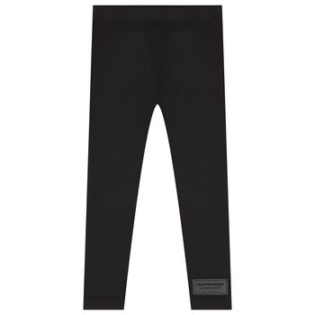 Girls Black Logo Softskin Leggings
