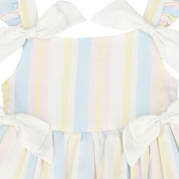 Girls Multicoloured Striped Bow Dress