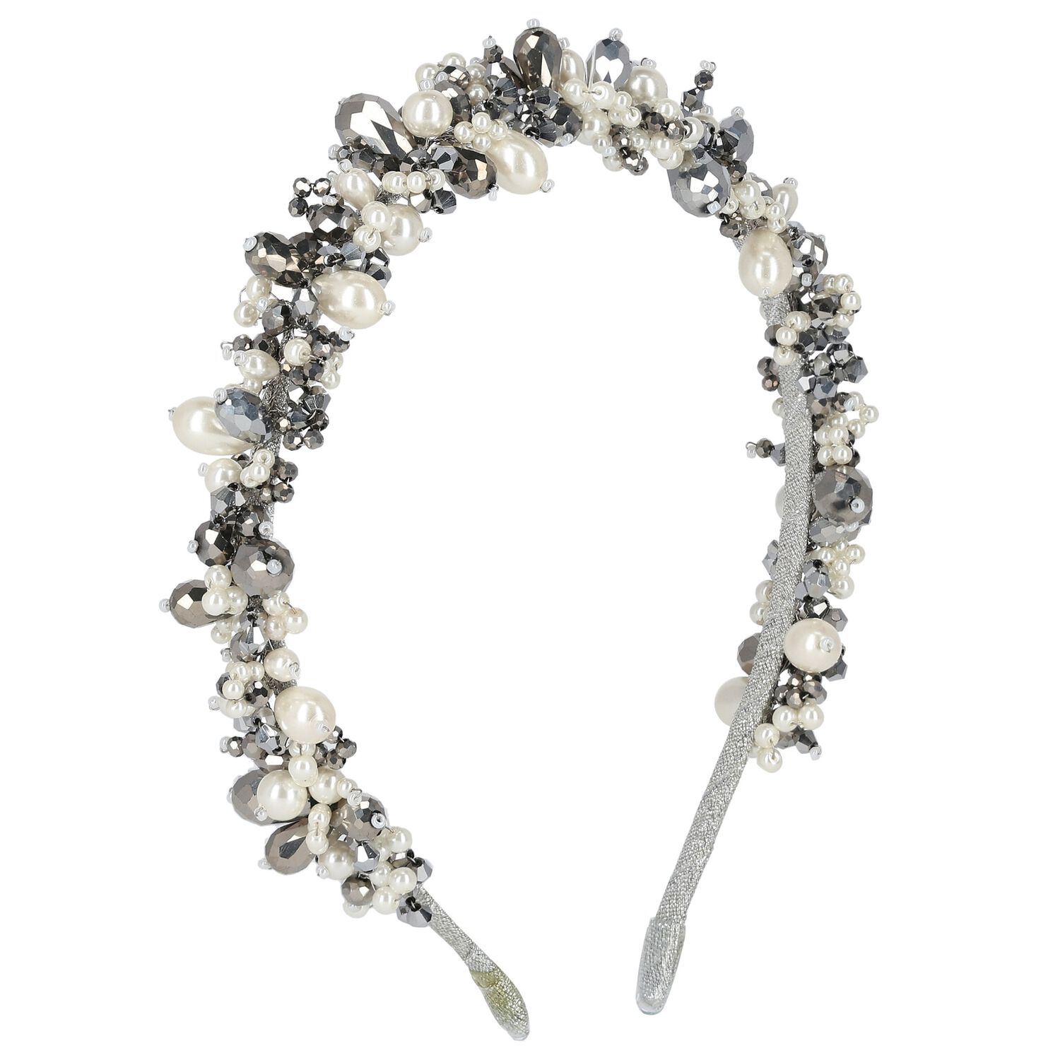 Girls White & Silver Embellished Pearl & Crystal Headband, 3, hi-res image number null