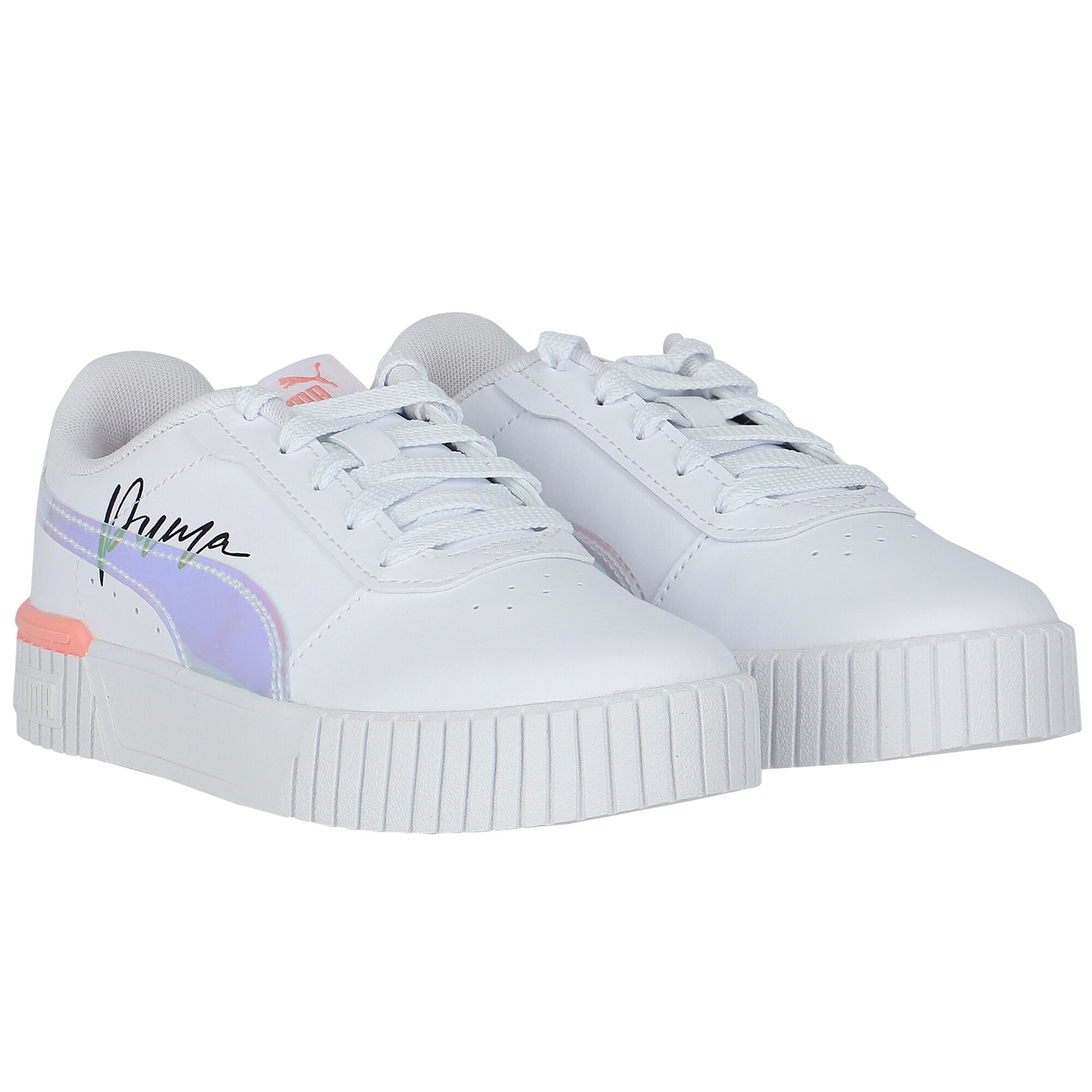Puma Girls White Carina Trainers Junior Couture