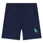 Boys Navy Logo Shorts, 2, hi-res