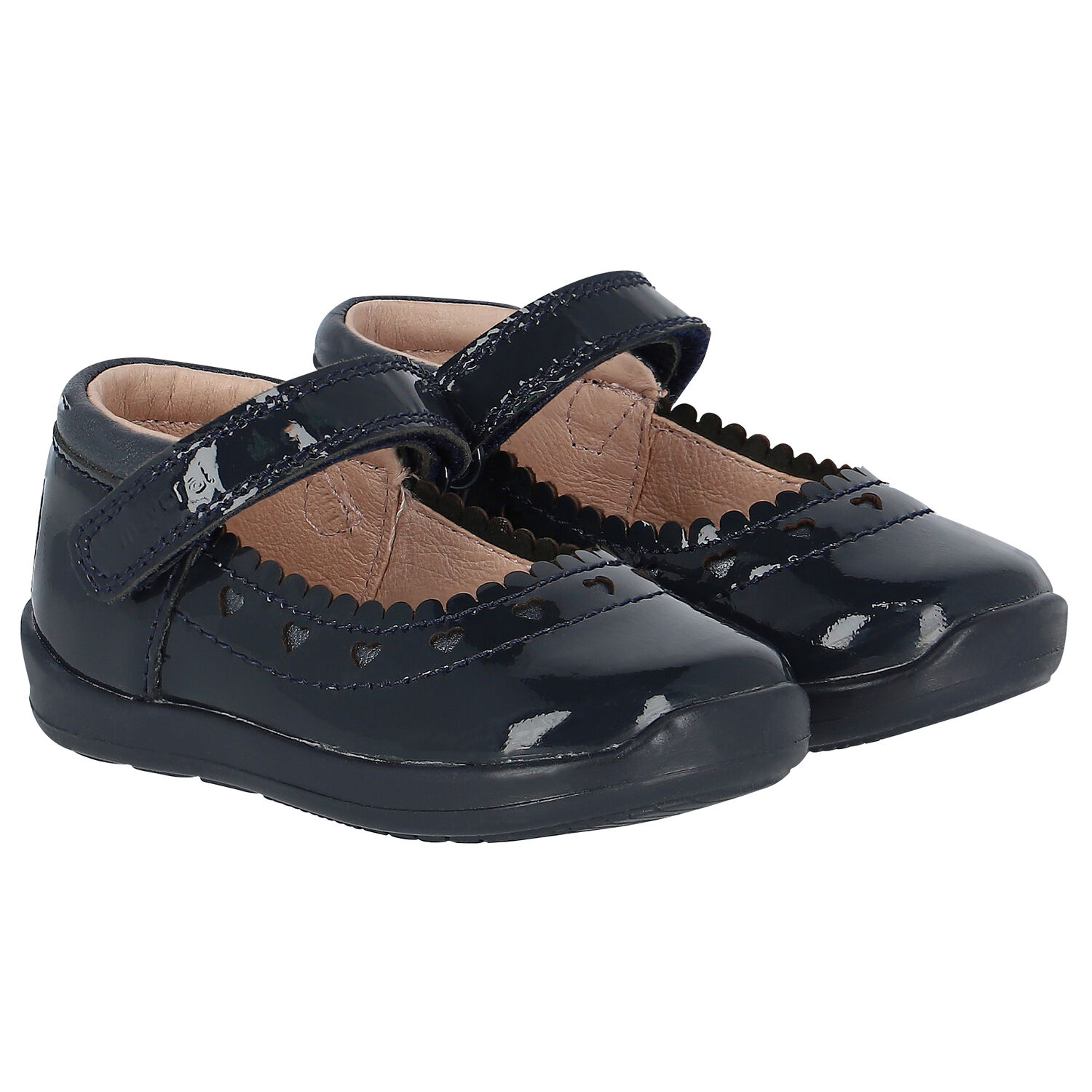 Girls Navy Blue Patent First Walker Shoes, 1, hi-res image number null