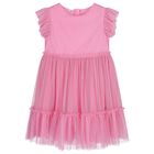 Girls Pink Ruffled Tulle Dress, 1, hi-res