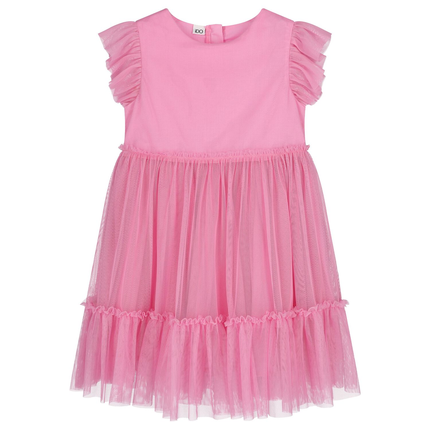 Girls Pink Ruffled Tulle Dress, 1, hi-res