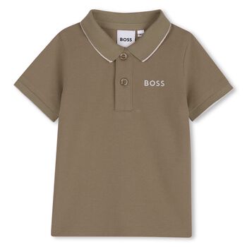 Younger Boys Taupe Logo Polo Shirt